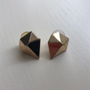 Geometric large gold studs